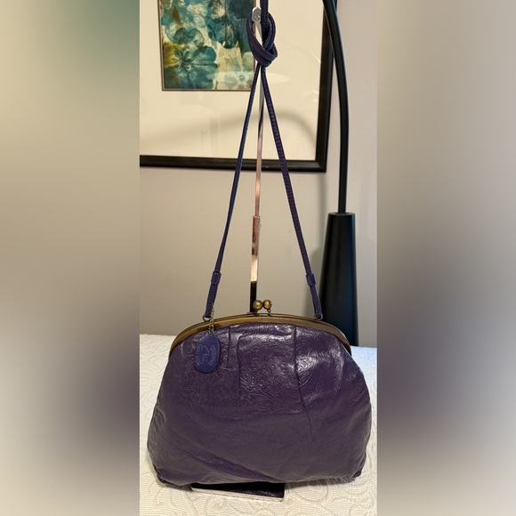 Gently Used ETRA Purple LEATHER Embossed Women's Bag - Picture 1 of 5
